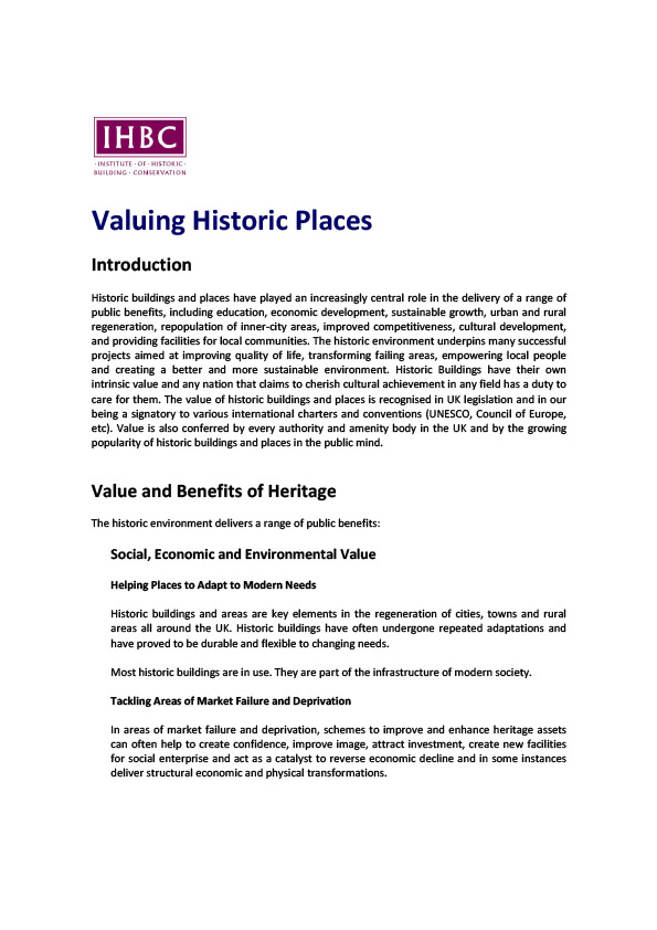 Valuing Historic Places